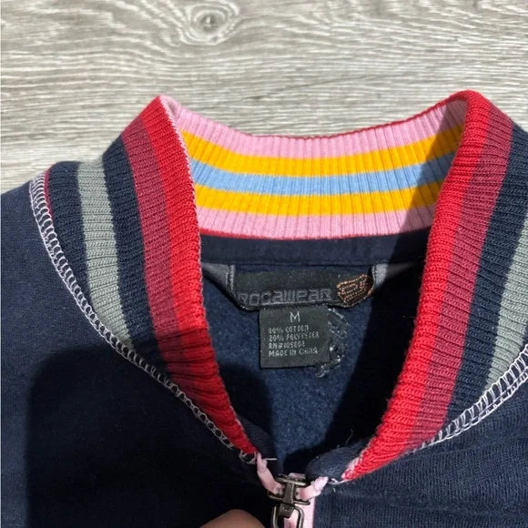 Y2K Rocawear Varsity Zip Up Jacket Navy Pink Size M - Picture 6 of 7
